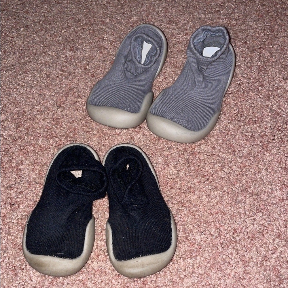 Kids Black and Gray Slip-On Shoes